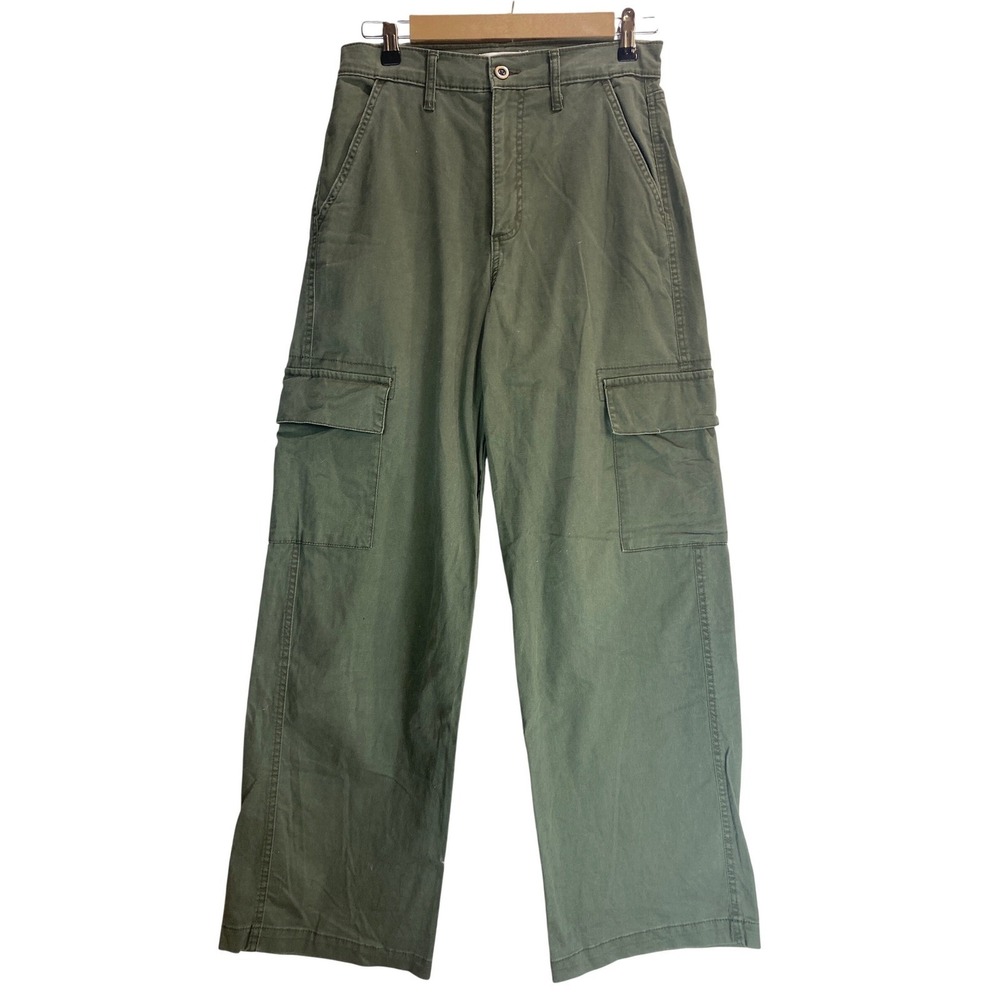 Jessica Simpson High-Waist Wide-Leg Cargo Pants Olive Green‎ Utility Size 6/28